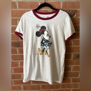 DISNEY Minnie Mouse Retro Vintage Ringer Tee Oatmeal Size M